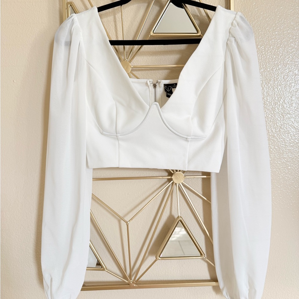 Chiffon sleeve crop top size small - Picture 2 of 6